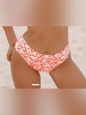 601 Cupshe Coral Floral High Waisted Bikini Bottoms XL Tropical Swim Ruched NWT